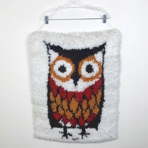 Vintage Rug Owl Shag Wall Hanging